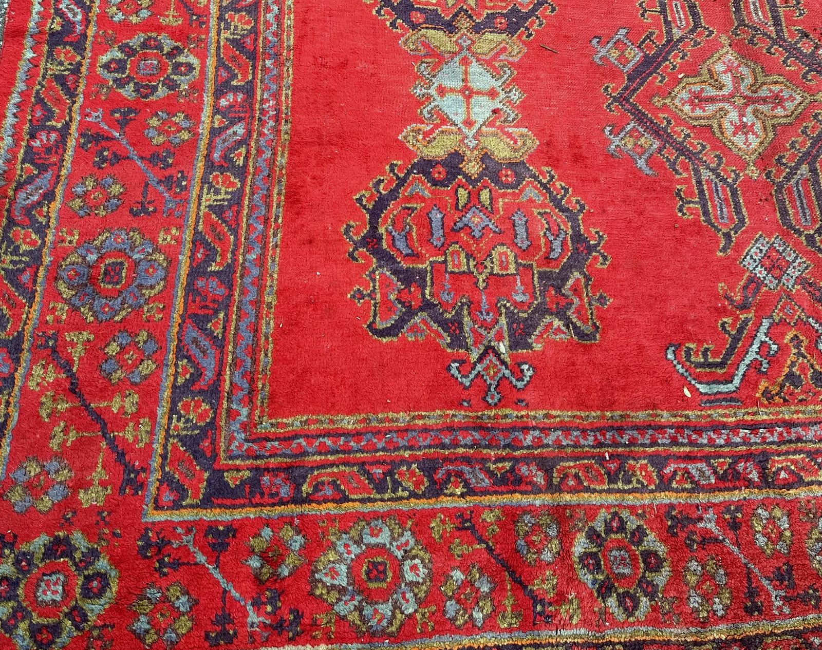 Hand-Woven Handmade Antique Turkish Oushak Rug 8.11' x 11.7', 1900s - 2B63 For Sale