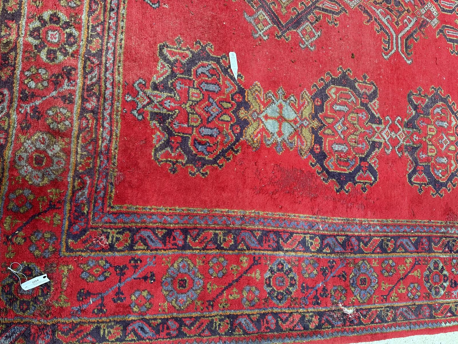 Wool Handmade Antique Turkish Oushak Rug 8.11' x 11.7', 1900s - 2B63 For Sale