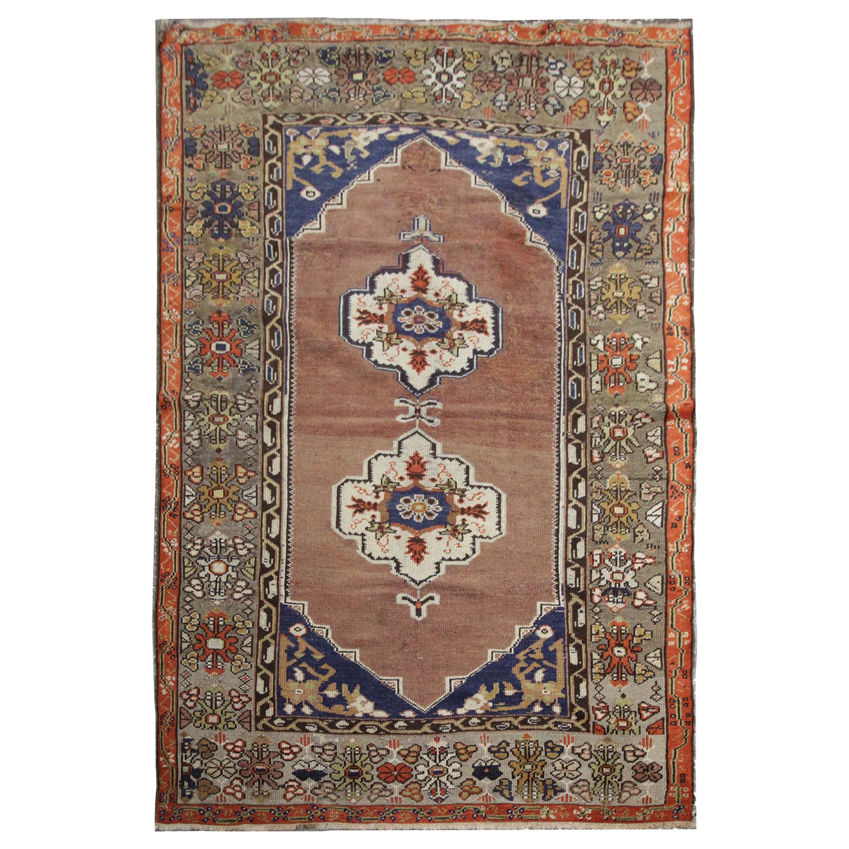 Handmade Antique Turkish Rug, High-Quality Traditional Wool Living Room Rug