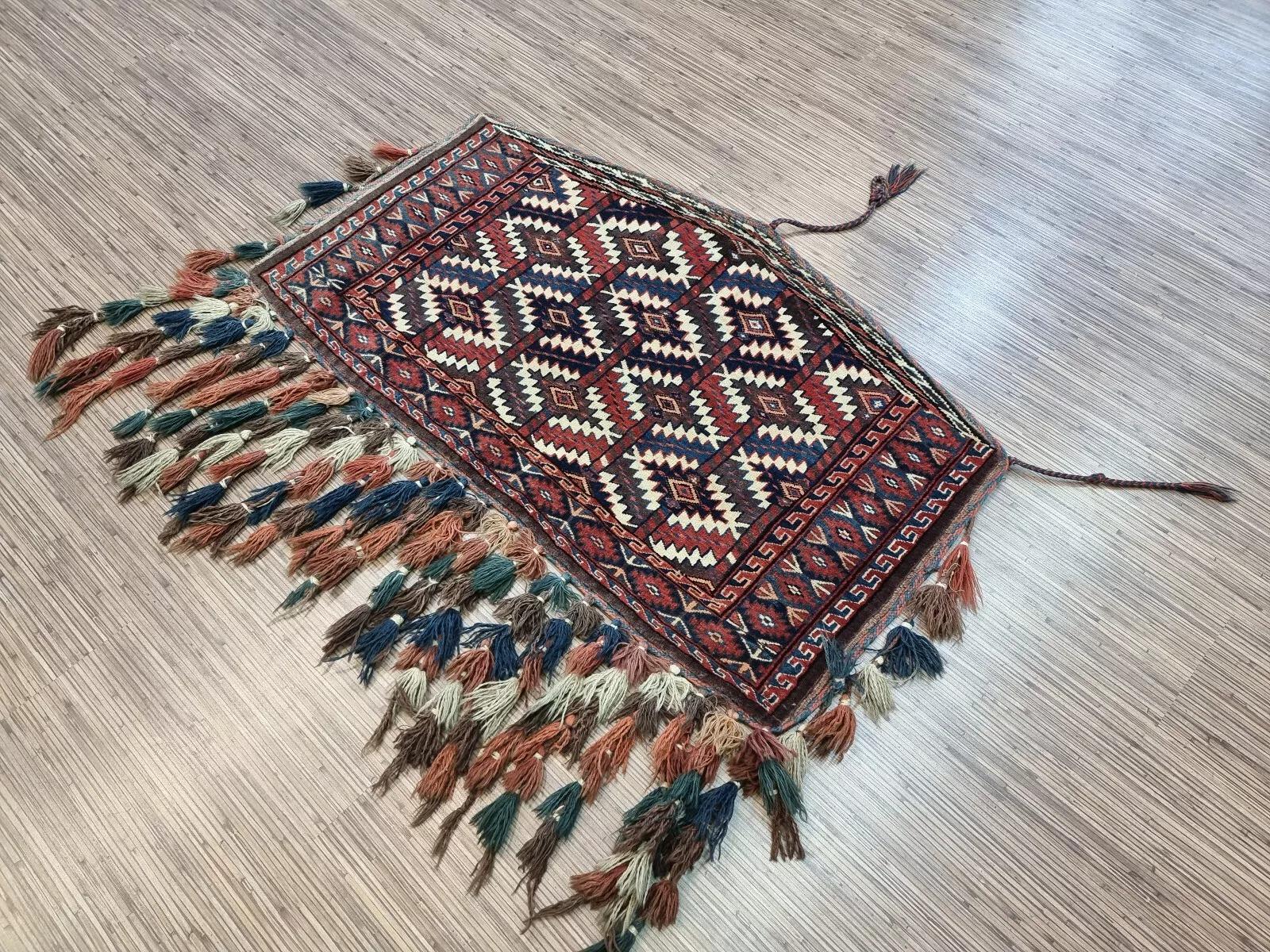 Laine Tapis Asmalik turc ancien de collection fait à la main 2,2' x 3,7' 1880s - 1D146 en vente
