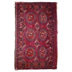 Handmade Antique Turkmen Saryk Rug, 1880s, 1B812