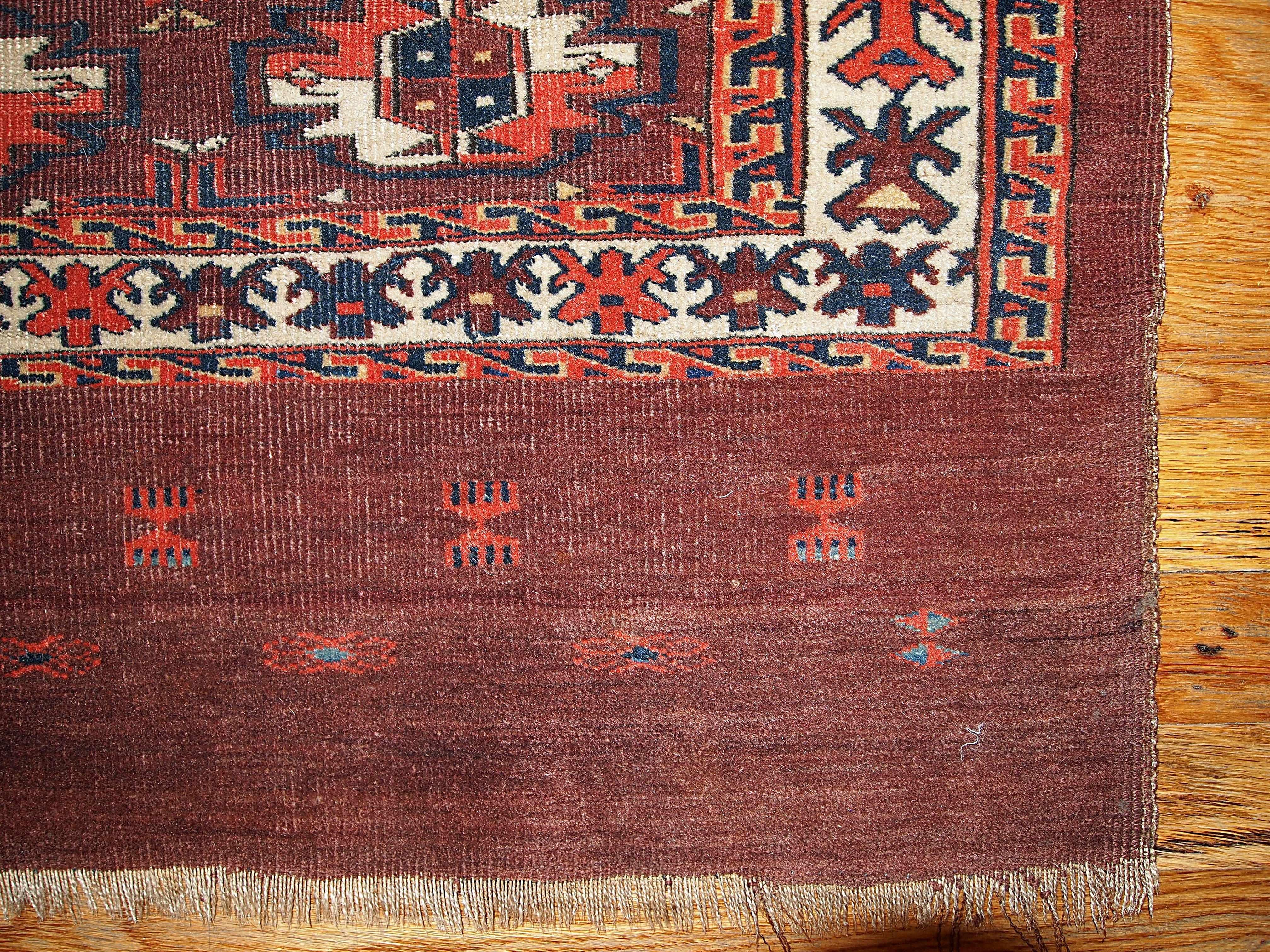 Wool Handmade Antique Turkmen Tekke Rug, 1860s, 1B353