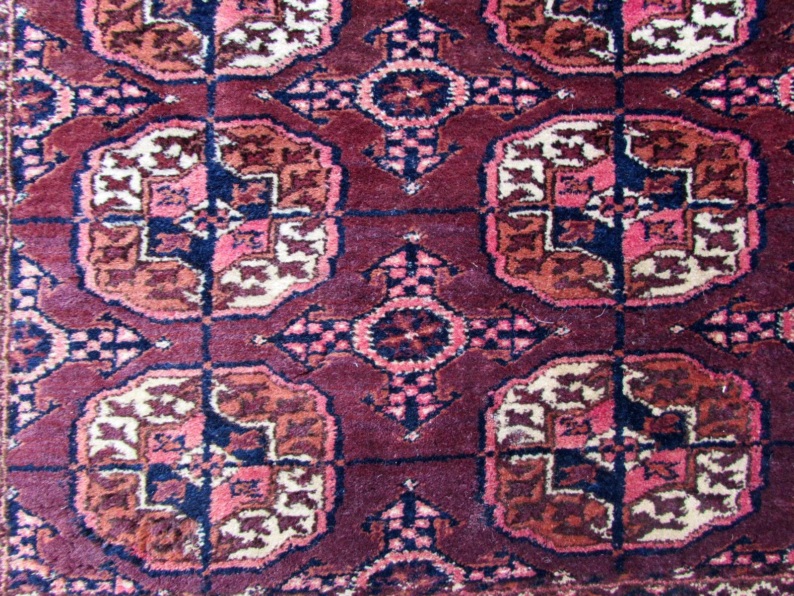 Wool Handmade Antique Turkmen Tekke Rug, 1900s, 1Q0202