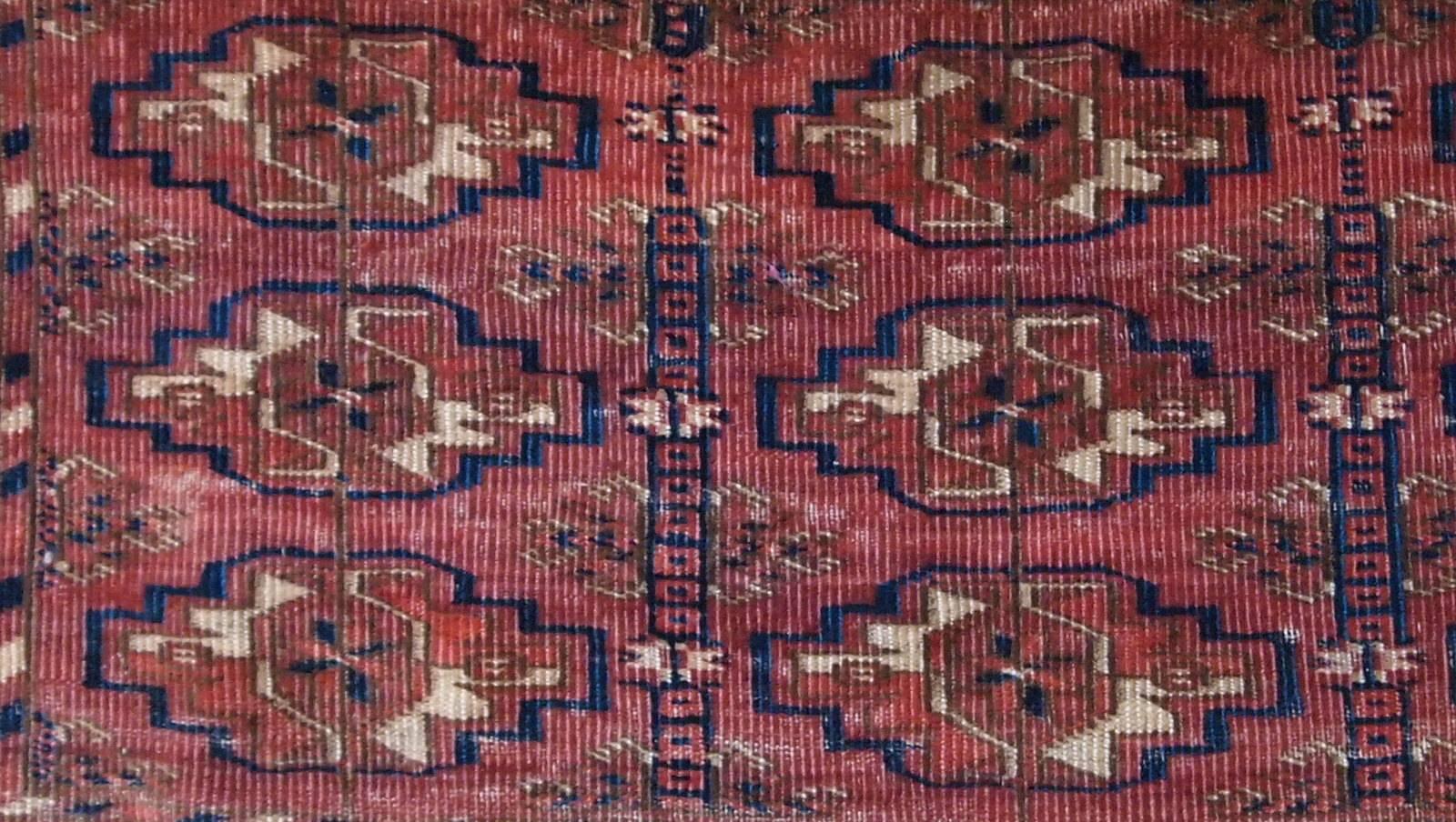 Hand-Knotted Handmade Antique Turkmen Tekke Torba Rug, 1860s, 1B602