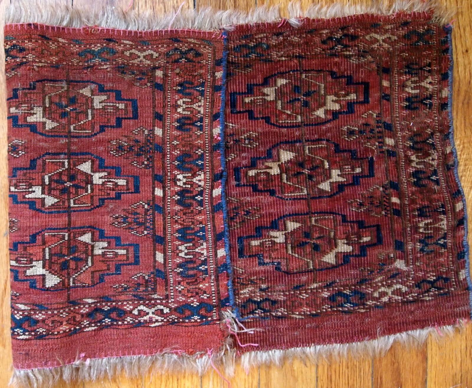 Handmade Antique Turkmen Tekke Torba Rug, 1860s, 1B602 1