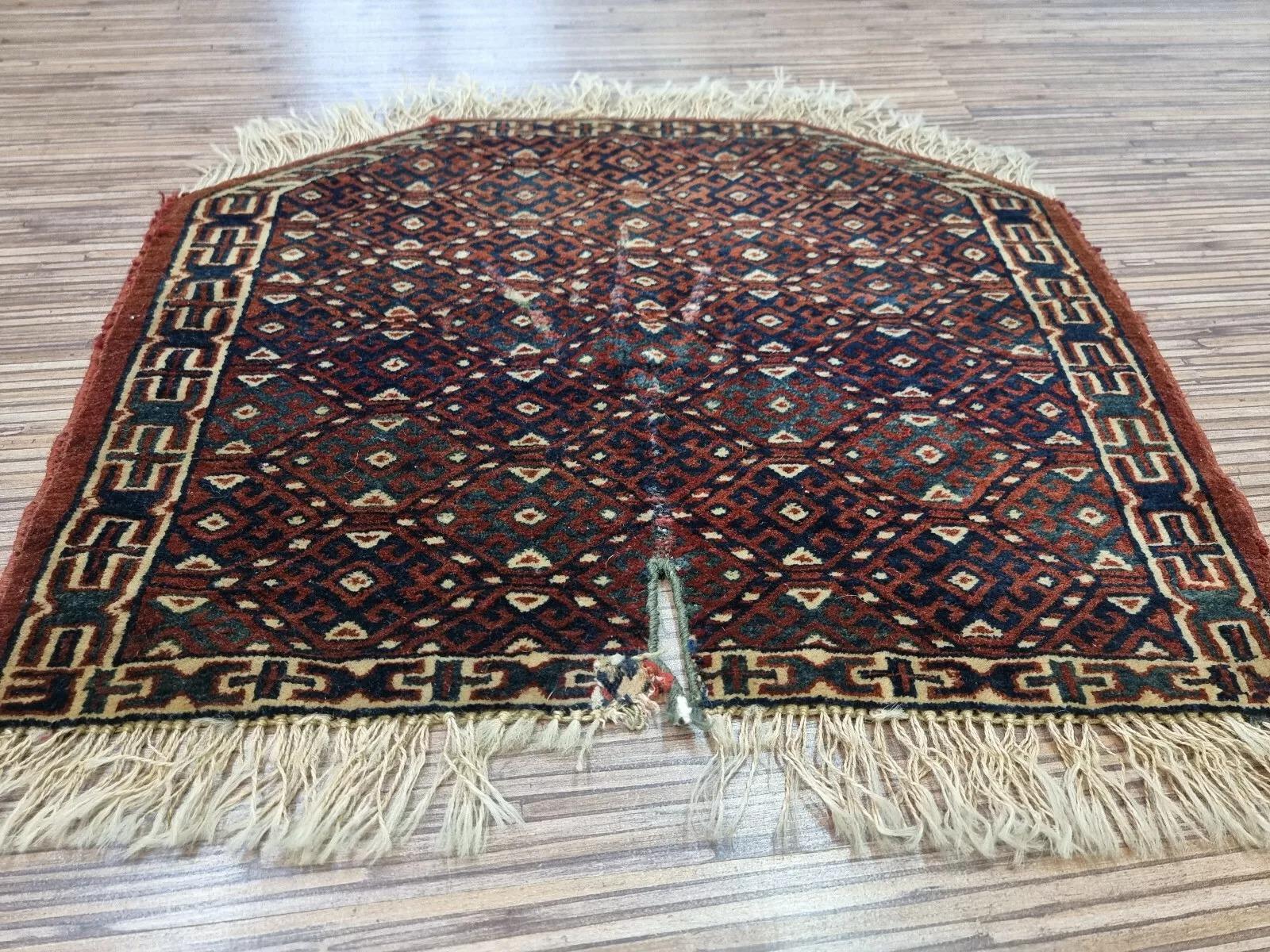 Laine Tapis Yomud turc ancien de collection fait à la main 1,4' x 1,7' 1880s - 1D149 en vente