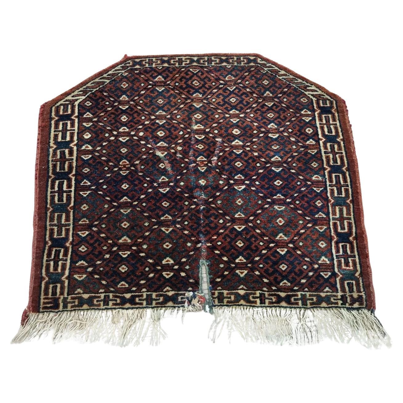 Handmade Antique Turkmen Yomud Collectible Rug 1.4' x 1.7' 1880s - 1D149