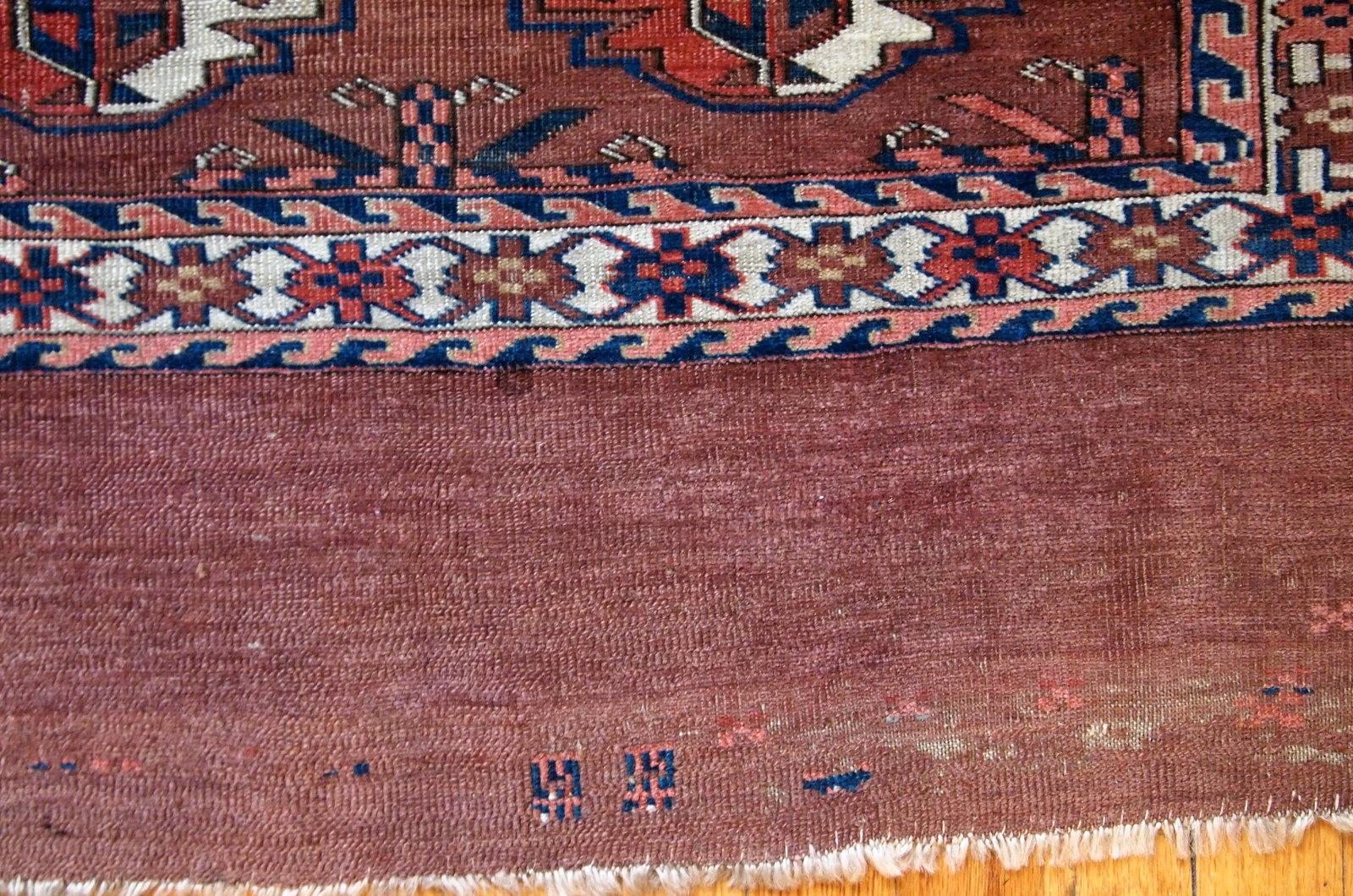Hand-Knotted Handmade Antique Turkmen Yomud Rug, 1880s, 1B601 For Sale