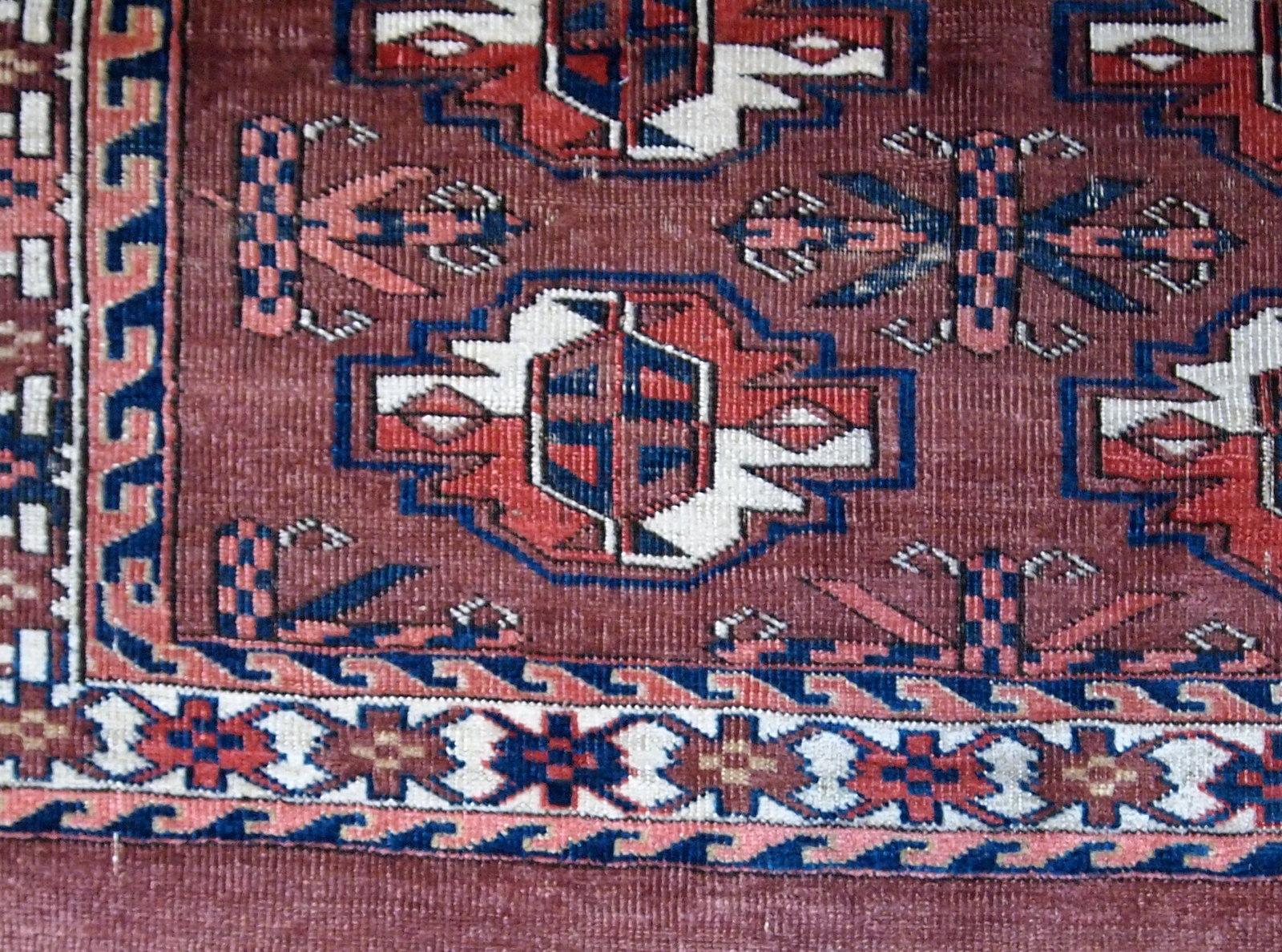 Wool Handmade Antique Turkmen Yomud Rug, 1880s, 1B601 For Sale