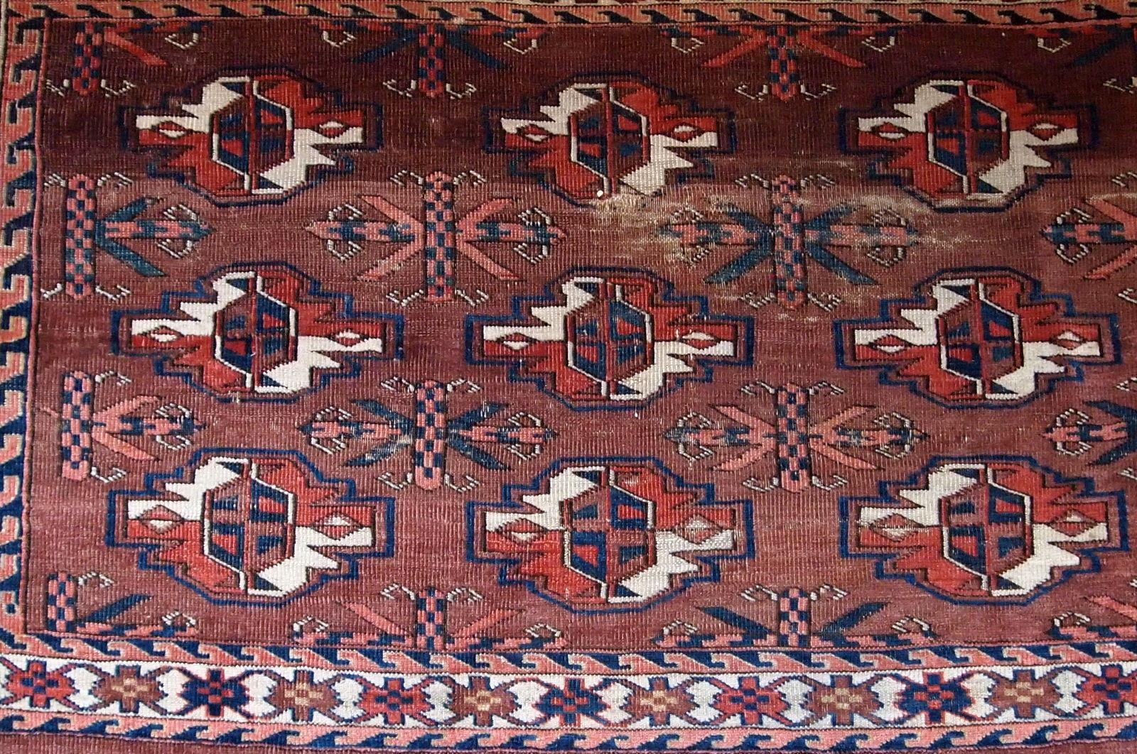 Handmade Antique Turkmen Yomud Rug, 1880s, 1B601 For Sale 2