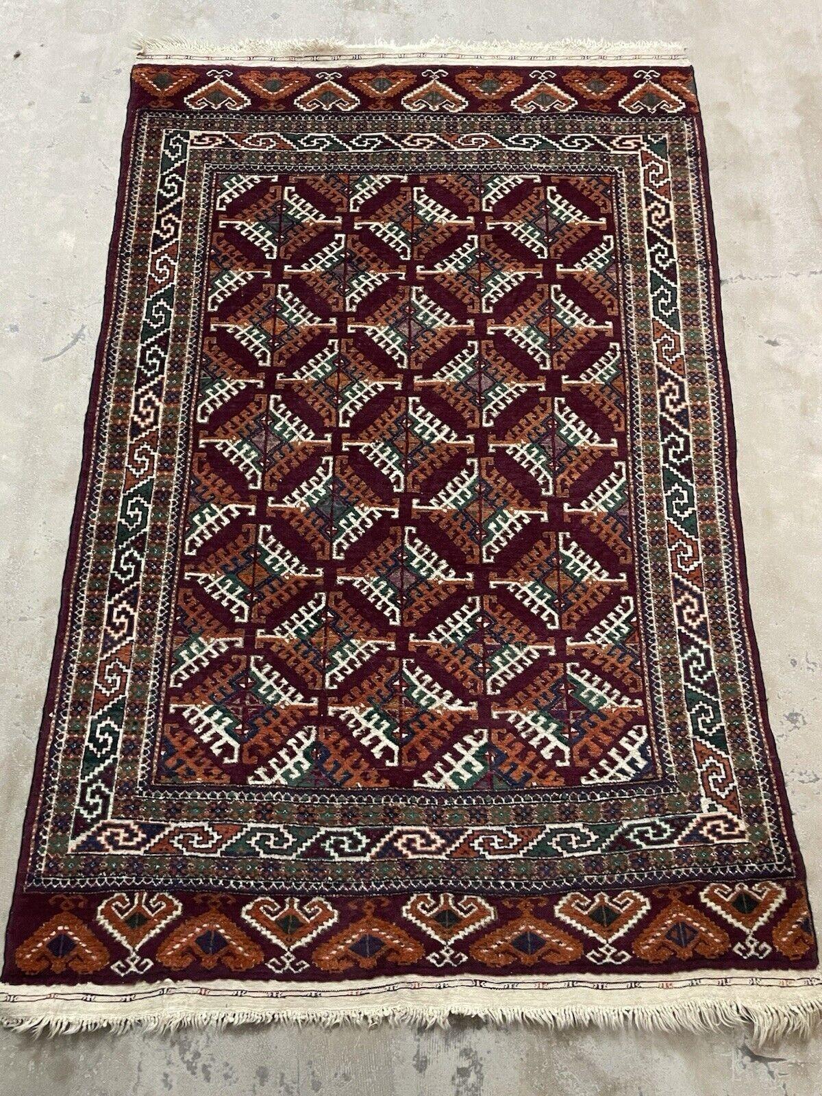 Tapis ancien Turkmen Yomud fait main 4.2' x 6.4' 1920s - 1N92 en vente 5
