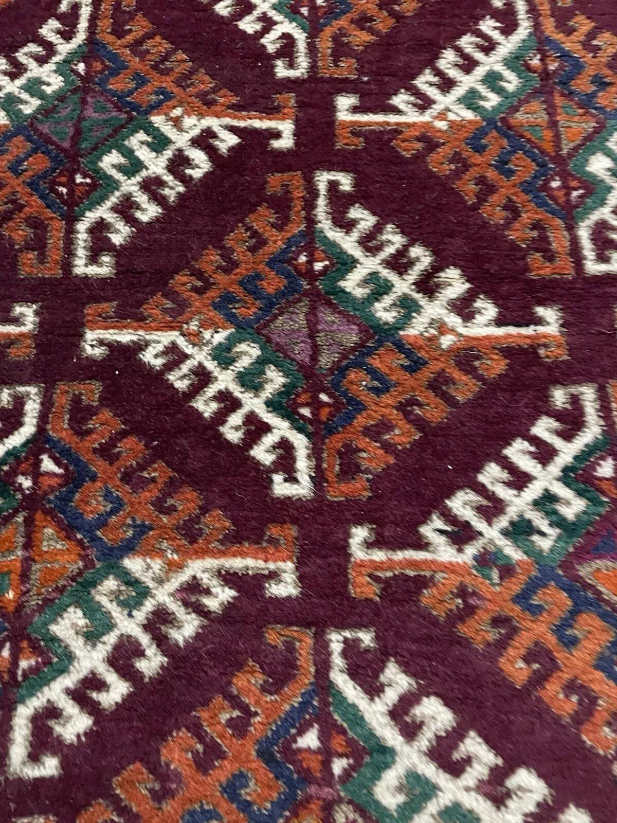 Noué à la main Tapis ancien Turkmen Yomud fait main 4.2' x 6.4' 1920s - 1N92 en vente