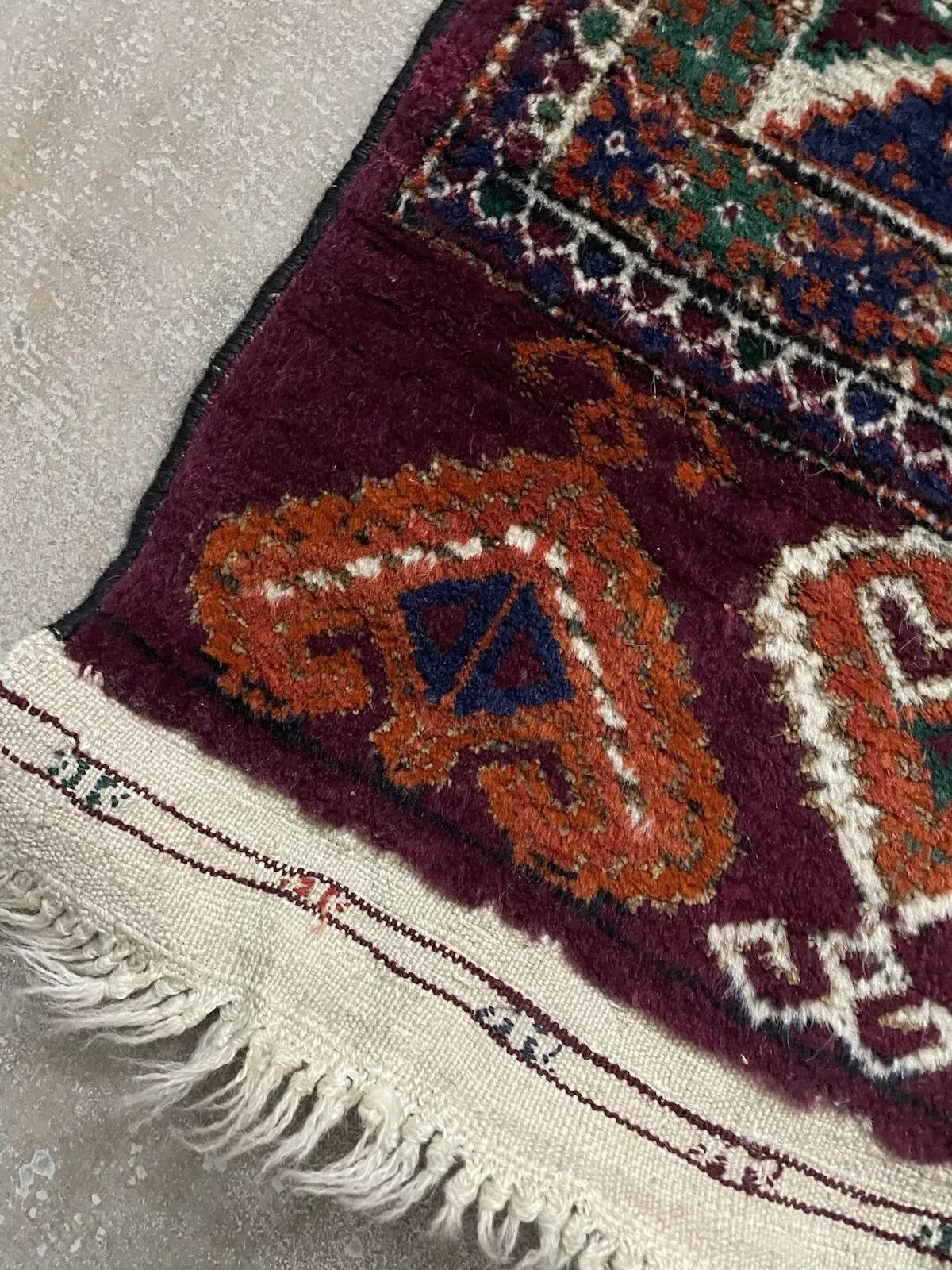 Tapis ancien Turkmen Yomud fait main 4.2' x 6.4' 1920s - 1N92 en vente 1