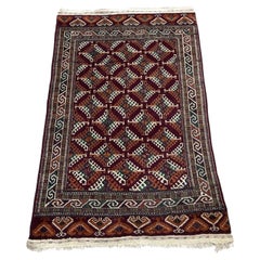 Tapis ancien Turkmen Yomud fait main 4.2' x 6.4' 1920s - 1N92
