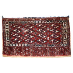 Borsa Yomud Torba turkmena antica fatta a mano, 1900, 1C725