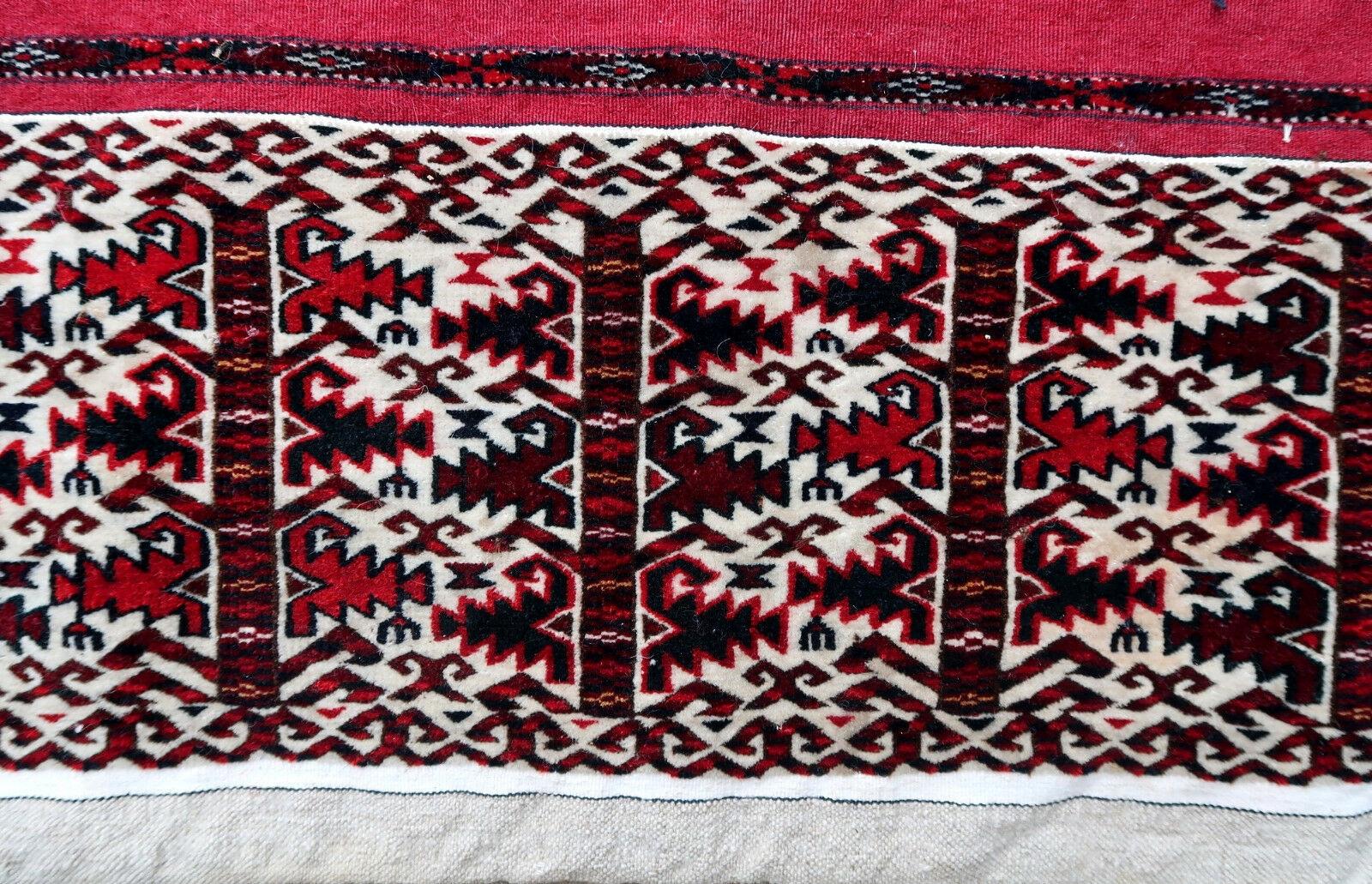 Hand-Knotted Handmade Antique Turkmen Yomud Torba Bag, 1930s, 1P88 For Sale