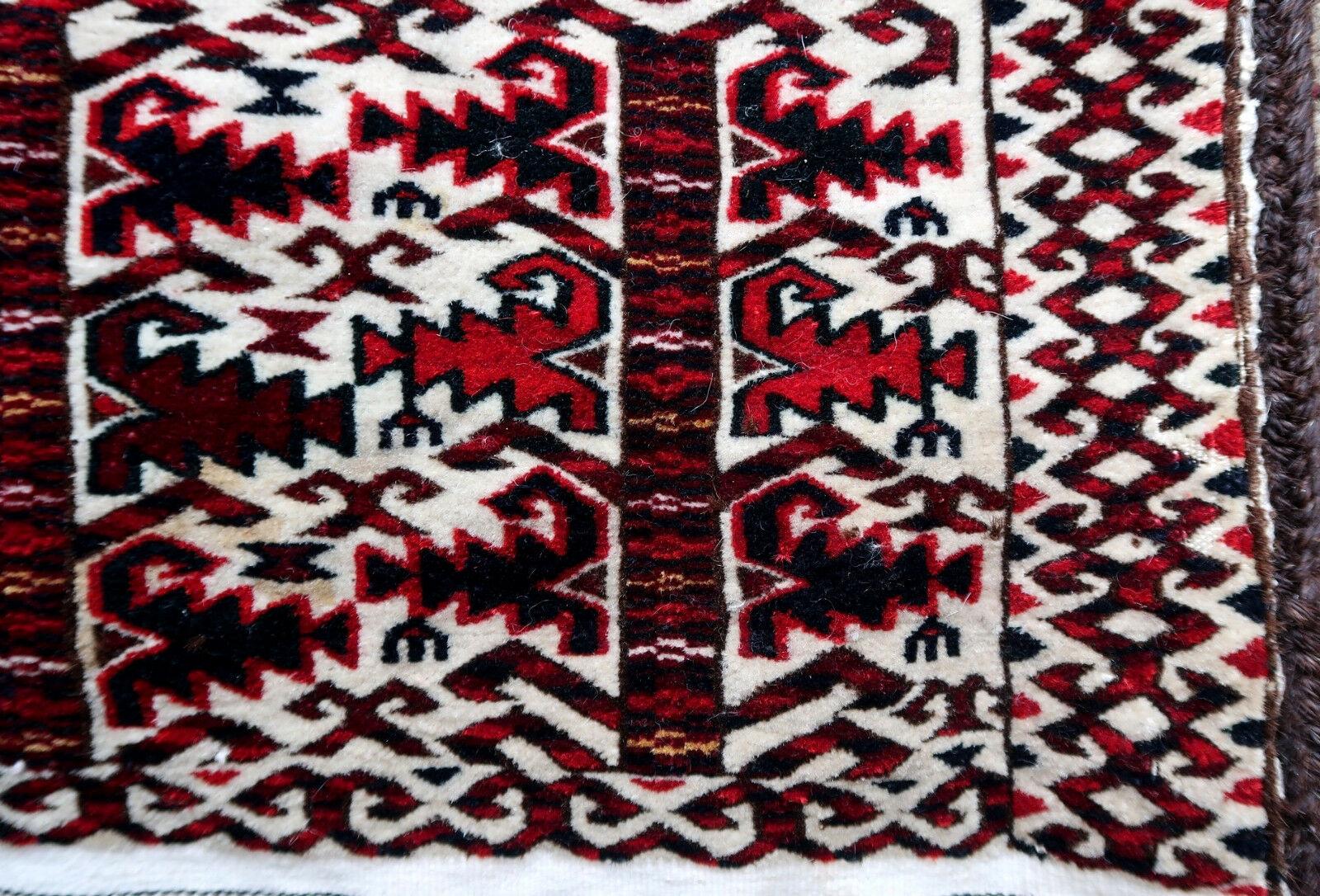 Mid-20th Century Handmade Antique Turkmen Yomud Torba Bag, 1930s, 1P88 For Sale
