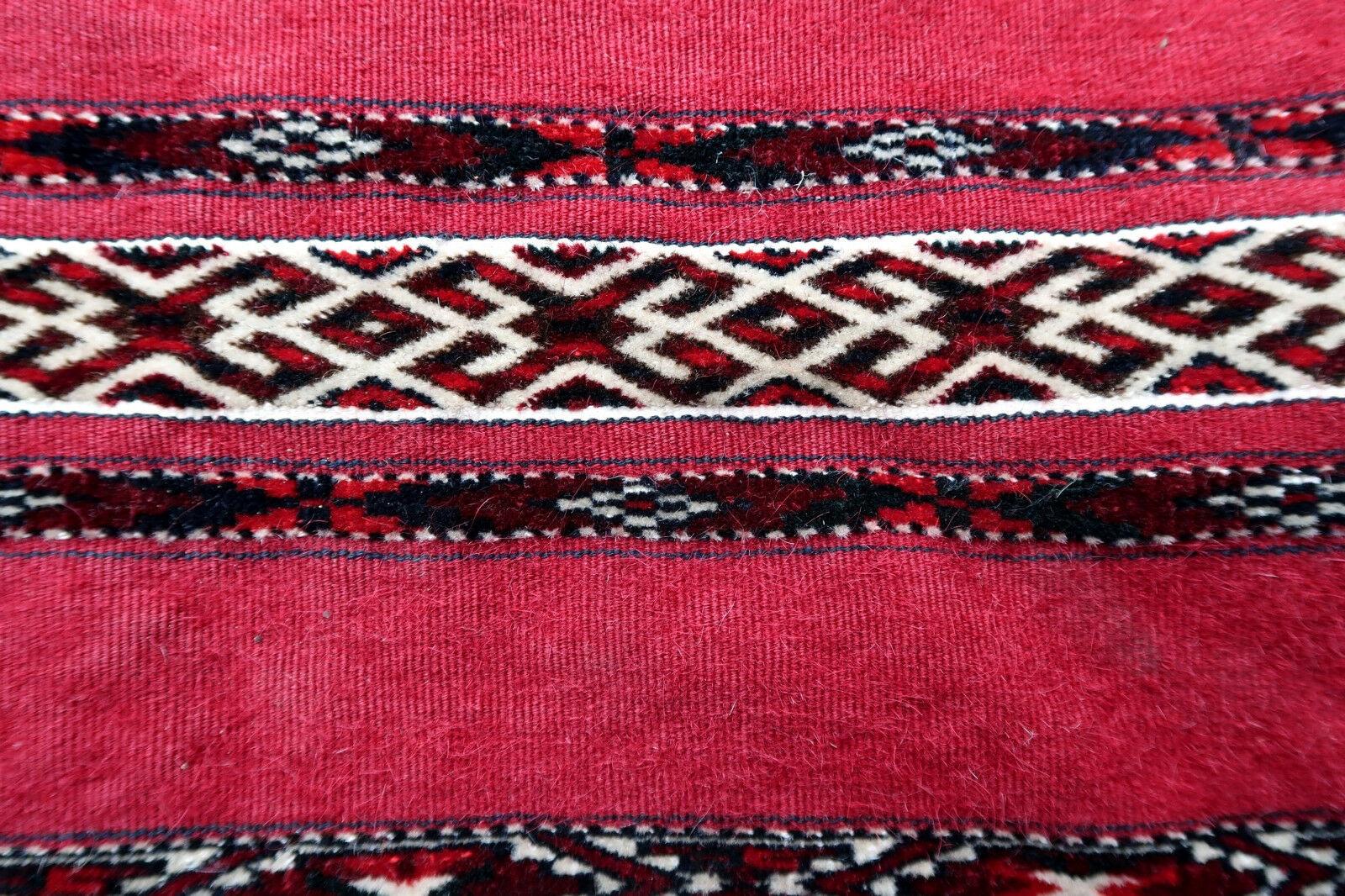 Wool Handmade Antique Turkmen Yomud Torba Bag, 1930s, 1P88 For Sale