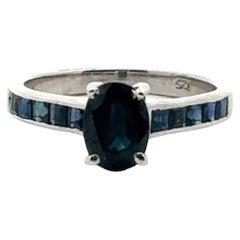 Handgefertigter antiker Unisex-Ring aus Sterlingsilber mit blauem Saphir