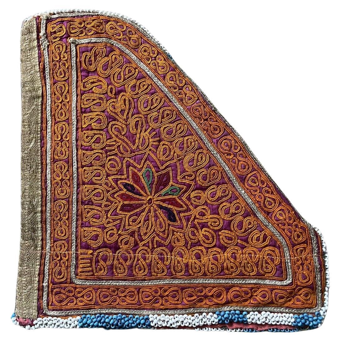 Handmade Antique Uzbek Suzani Collectible Bag 8" x 9", 1920s - 1N16 For Sale