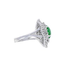 Handmade Antique White Gold 3.25ct Jade and 1.25ct Diamond Cocktail Ring.