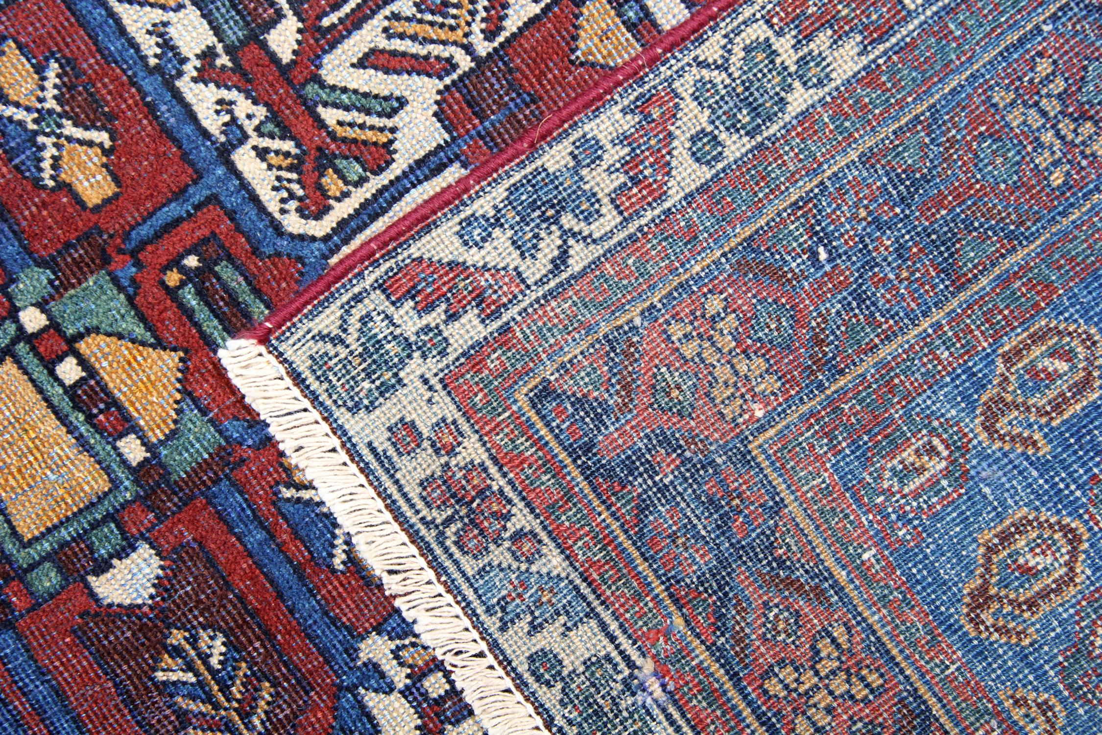 Handmade Antique Wool Rug Traditional Carpet Blue Living Room Rug In Excellent Condition For Sale In Hampshire, GB