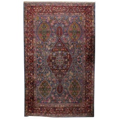 Handmade Antique Yazd Style Rug 1910, 1B494
