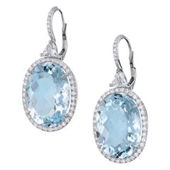 Handmade Aquamarine and Diamond Drop Earrings