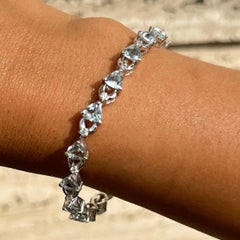 Handgefertigtes Aquamarin Zirkon Armband in 925 Sterling Silber Geschenk für Ehefrau Schmuck