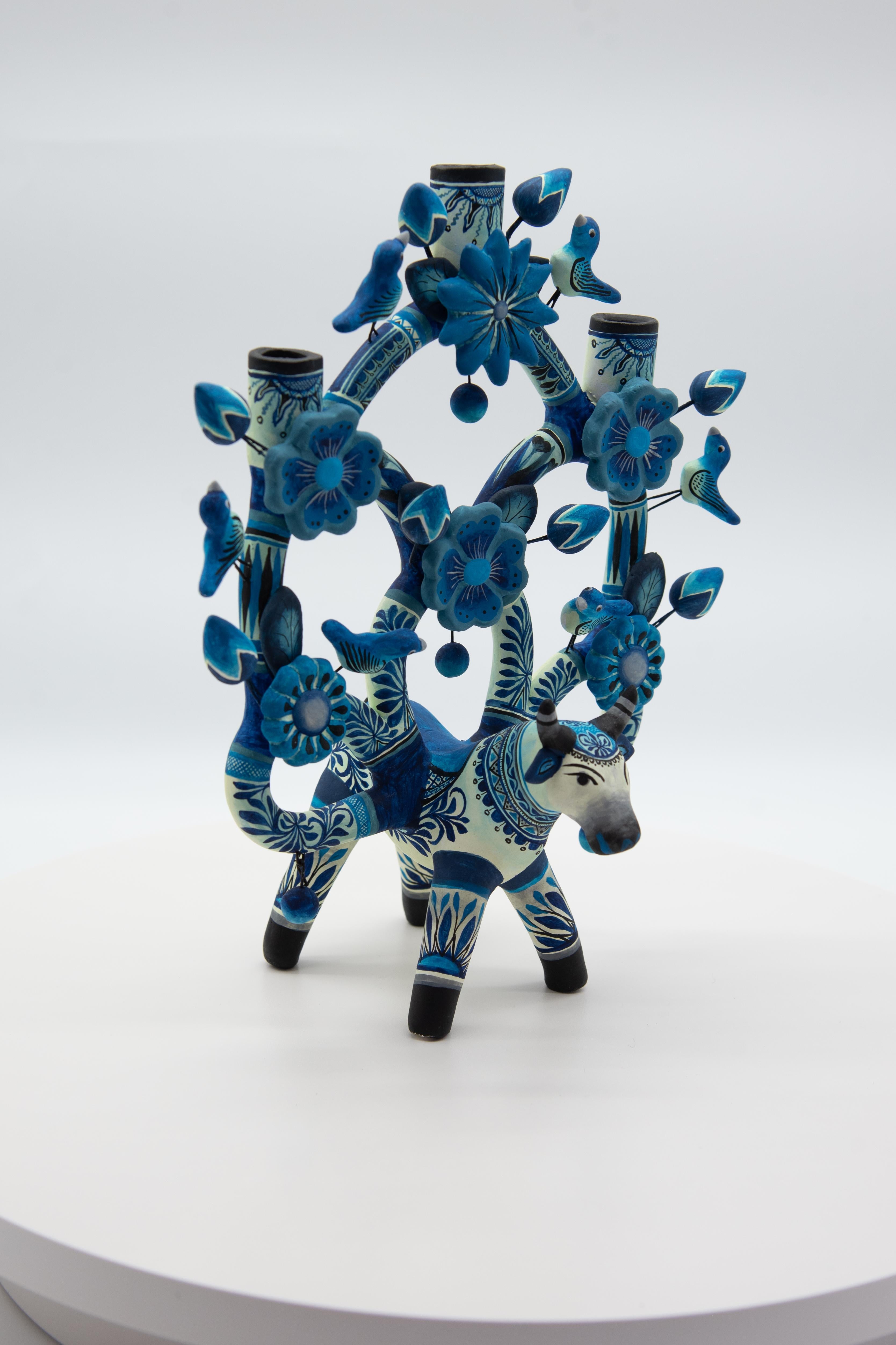 Artisanat Arbol de la Vida Bull Traditional Clay Folk Art mexicain fait à la main en vente