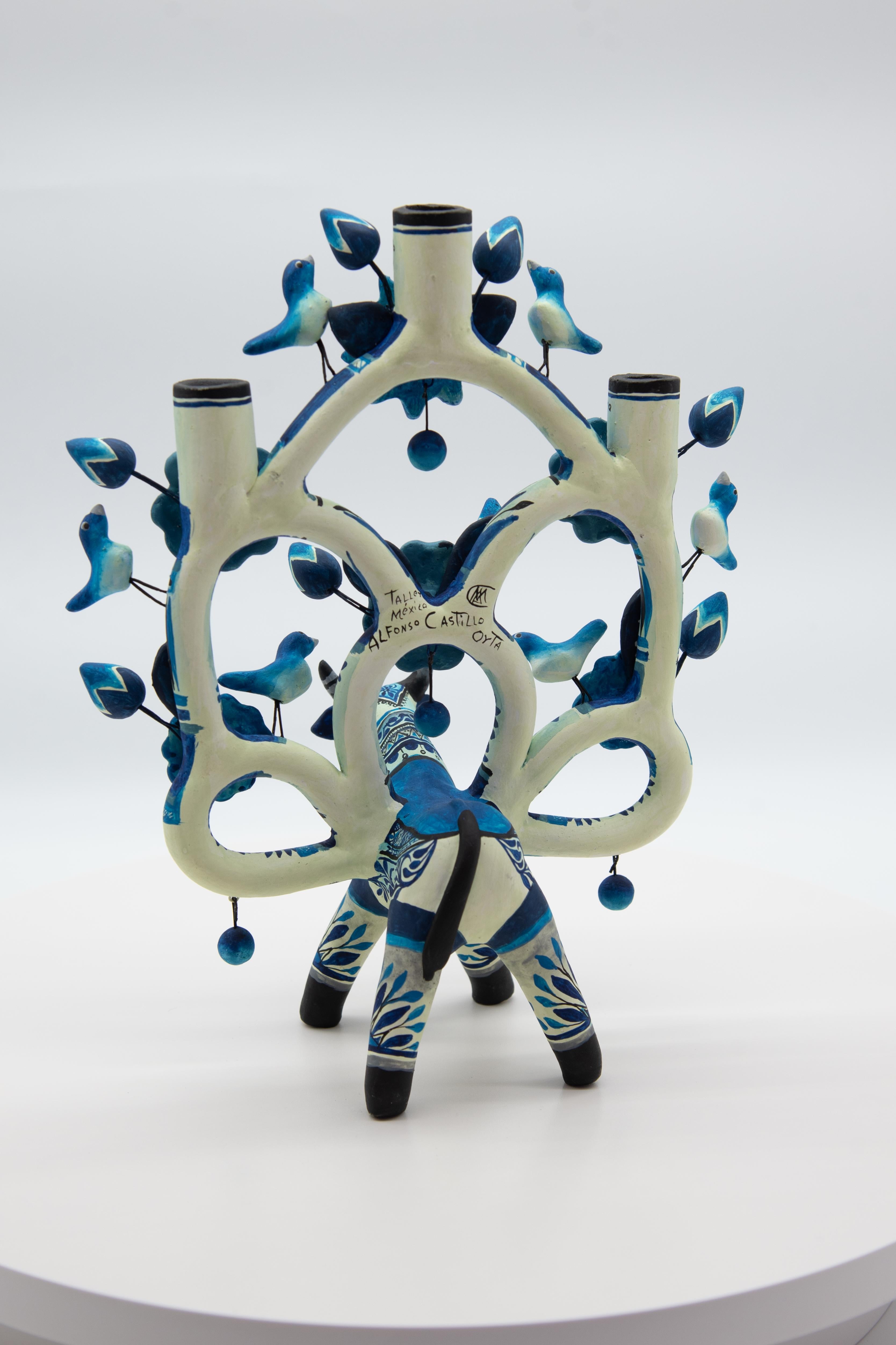 Handmade Arbol de la Vida Bull Traditional Clay Mexican Folk Art In Excellent Condition In Queretaro, Queretaro
