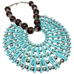 Zuri Perle Handmade Apeere Wood and Howlite Necklace Necklace