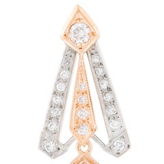 18ct White/Rose Gold Art Deco Geometric Diamond & Carre Cut Zircon Earrings