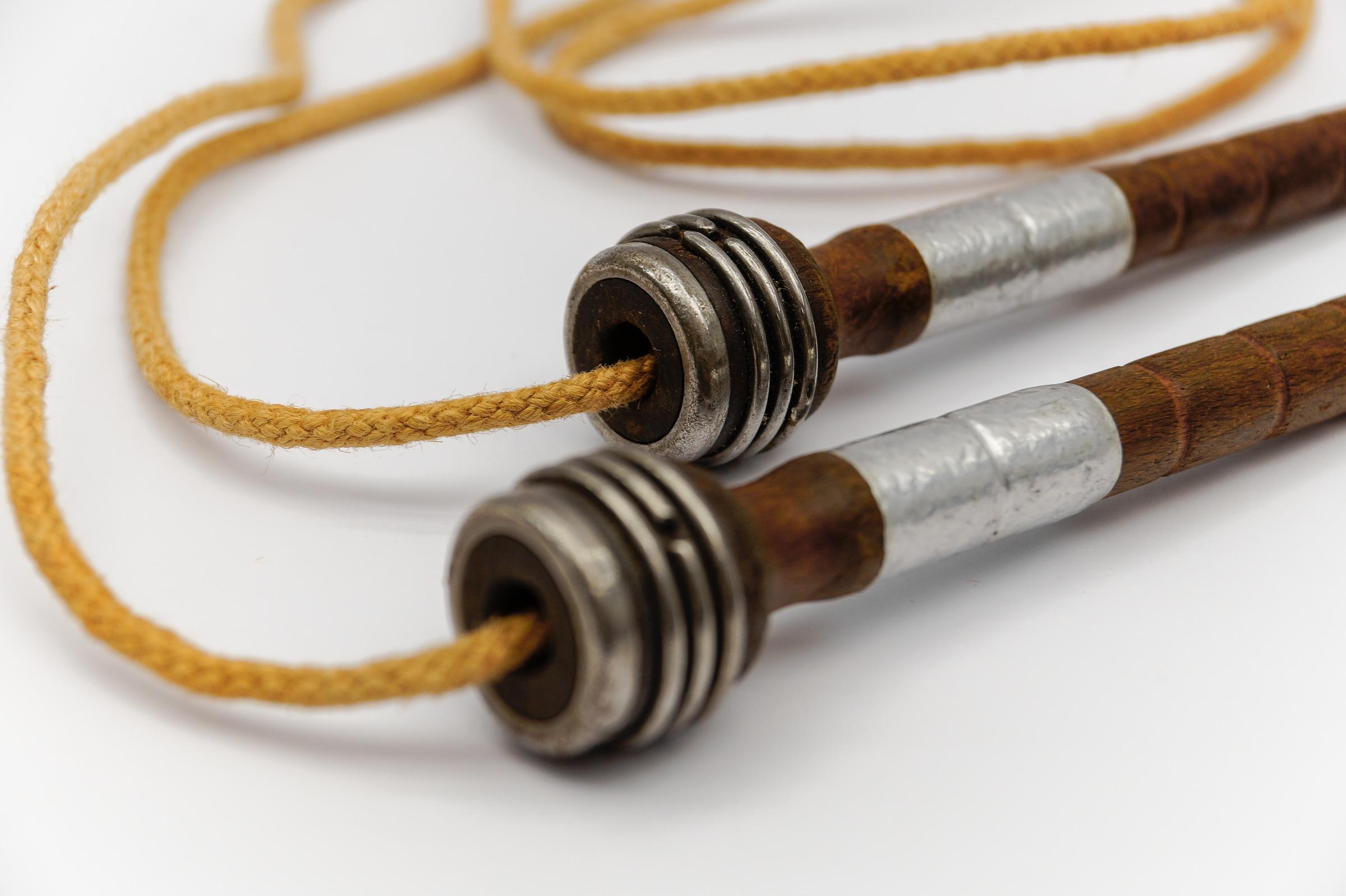Metal Handmade Art Deco Jumping Rope made of Wood, Jute Cord and Aluminium, 1930s For Sale