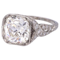 Bague Art déco en platine 4,11 ct Diamant taille ancienne - I/VS2 GIA