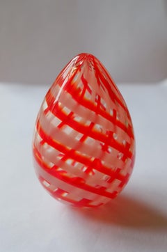 Handmade art glass Ribbons paperweight - signed and dated 1975