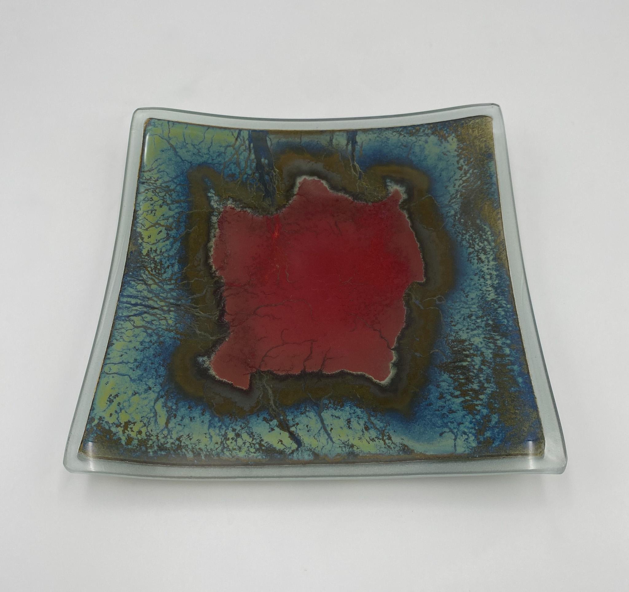 Handmade Art Glass Tray, United States, 1990's. 