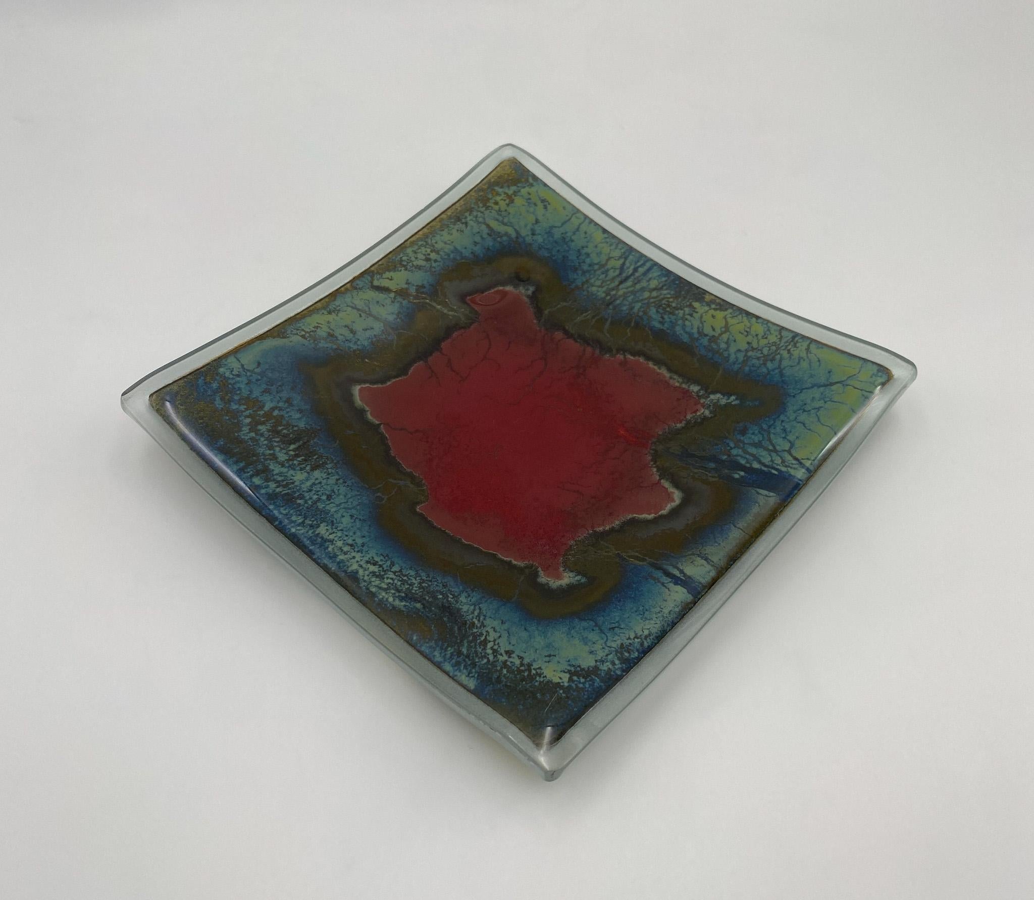 20th Century Handmade Art Glass Tray, United States, 1990's  For Sale