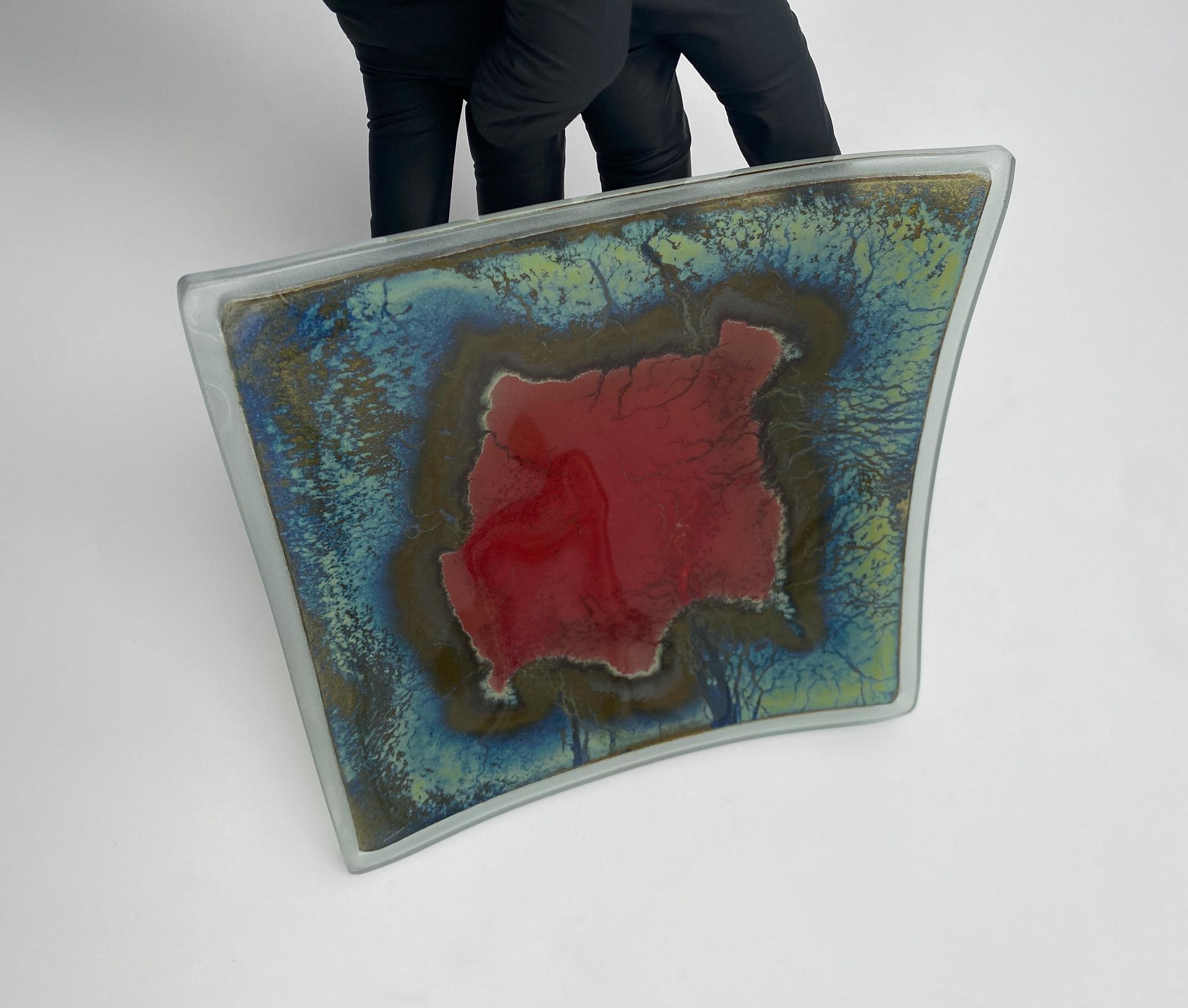 Handmade Art Glass Tray, United States, 1990's  For Sale 2