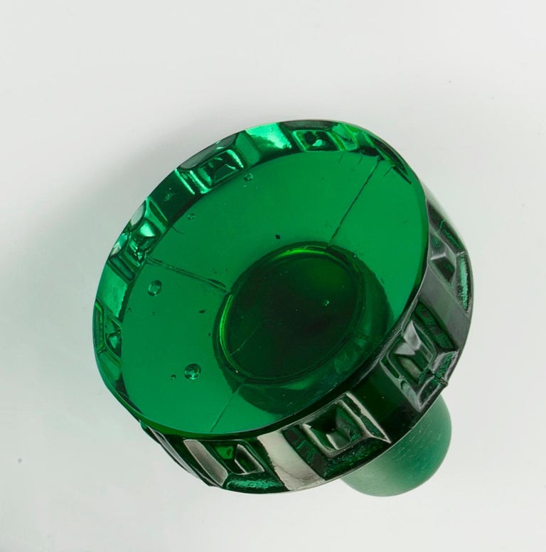 Handmade Art Glass Whisky Decanter in Emerald Green with Impressed ...