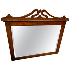 Handmade Art Nouveau Teak Fixture Mirror with Bevel Glass