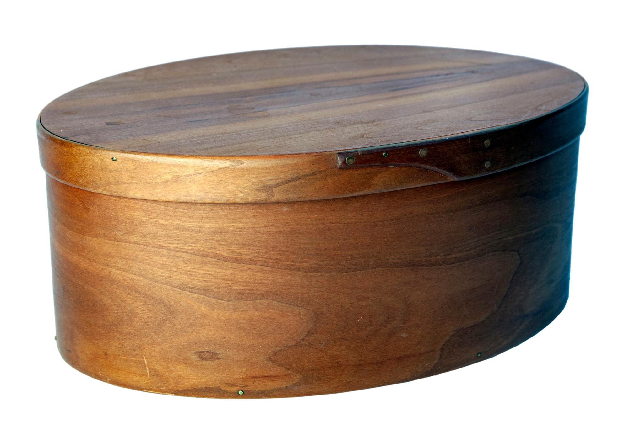 Primitive Handmade Artisan Oval Cherry Wood Box For Sale