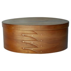 Vintage Handmade Artisan Oval Cherry Wood Box