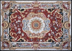 Handmade Artistic Marble Mosaic Rug Dimension and Colors Customizable