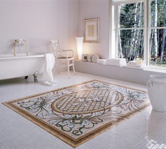 Handmade Artistic Marble Mosaic Rug Dimension and Colors Customizable