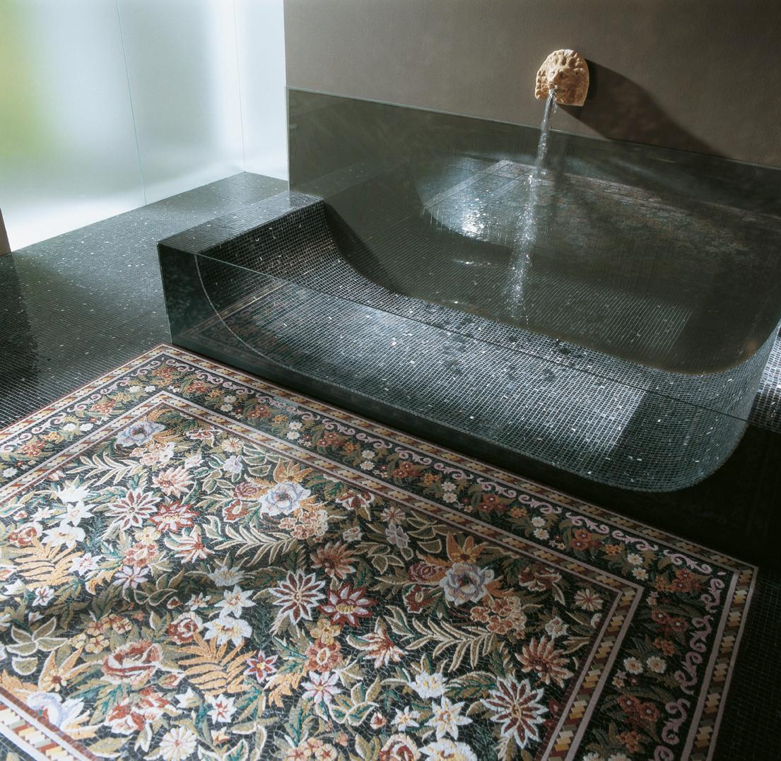 Handgefertigter handgefertigter Kunstmarmor-Mosaik-Teppich, Abmessungen und Farben anpassbar (Moderne) im Angebot