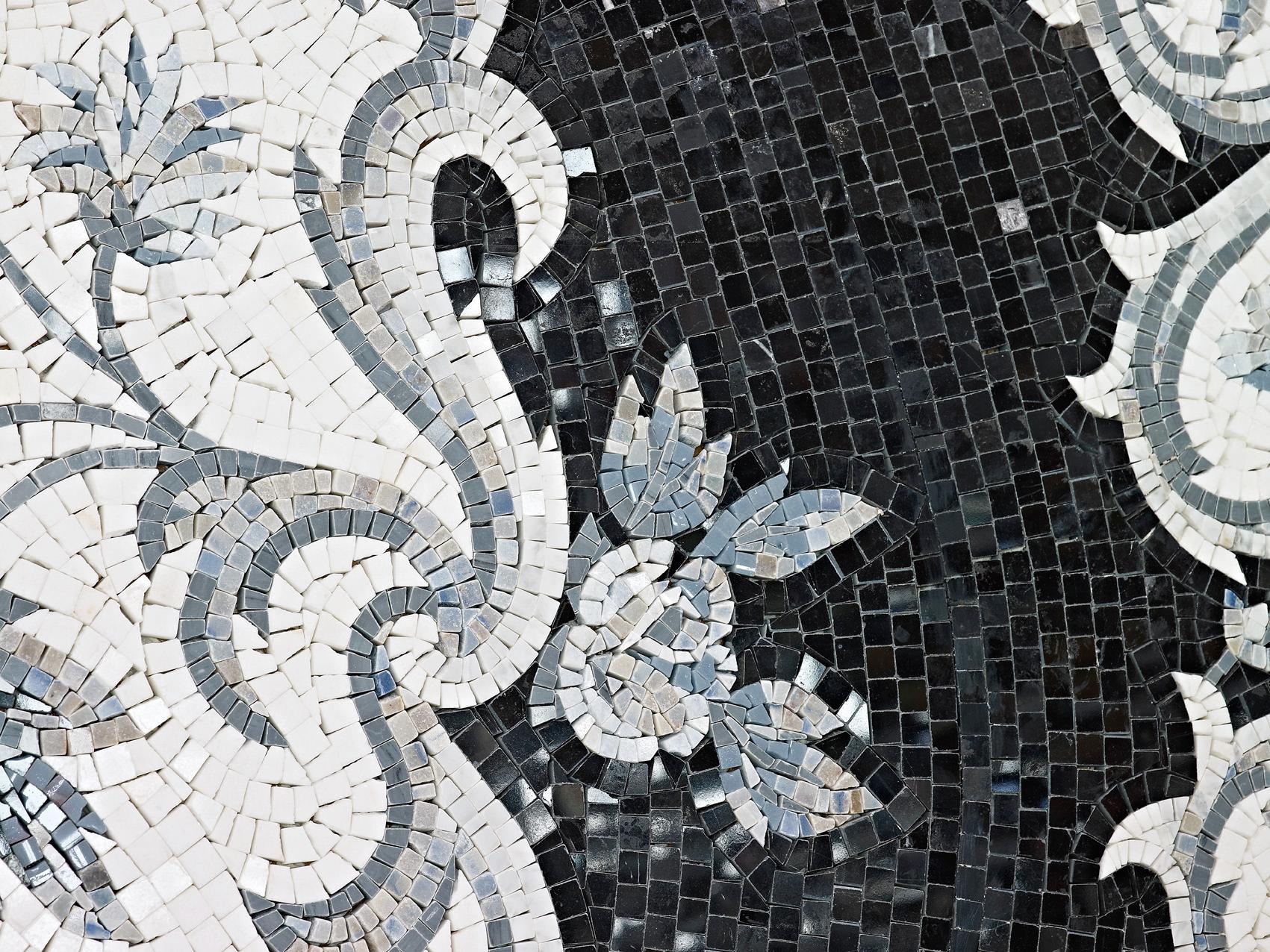 Handgefertigter handgefertigter Kunstmarmor-Mosaik-Teppich, Abmessungen und Farben anpassbar (Moderne) im Angebot