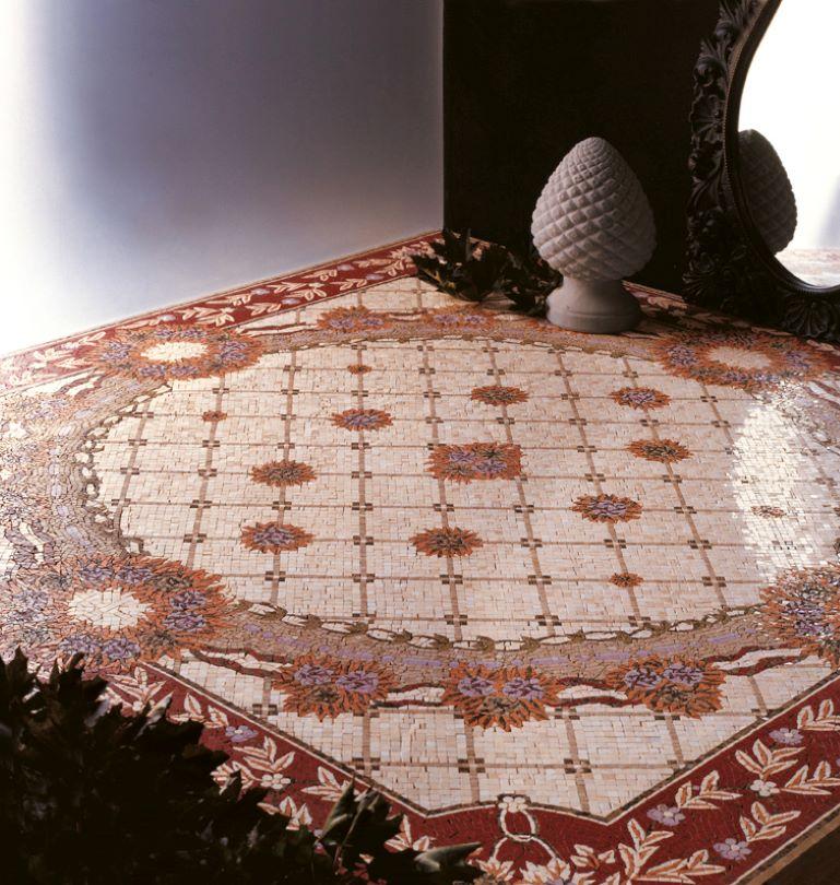 Handgefertigter handgefertigter Kunstmarmor-Mosaik-Teppich, Abmessungen und Farben anpassbar (Moderne) im Angebot