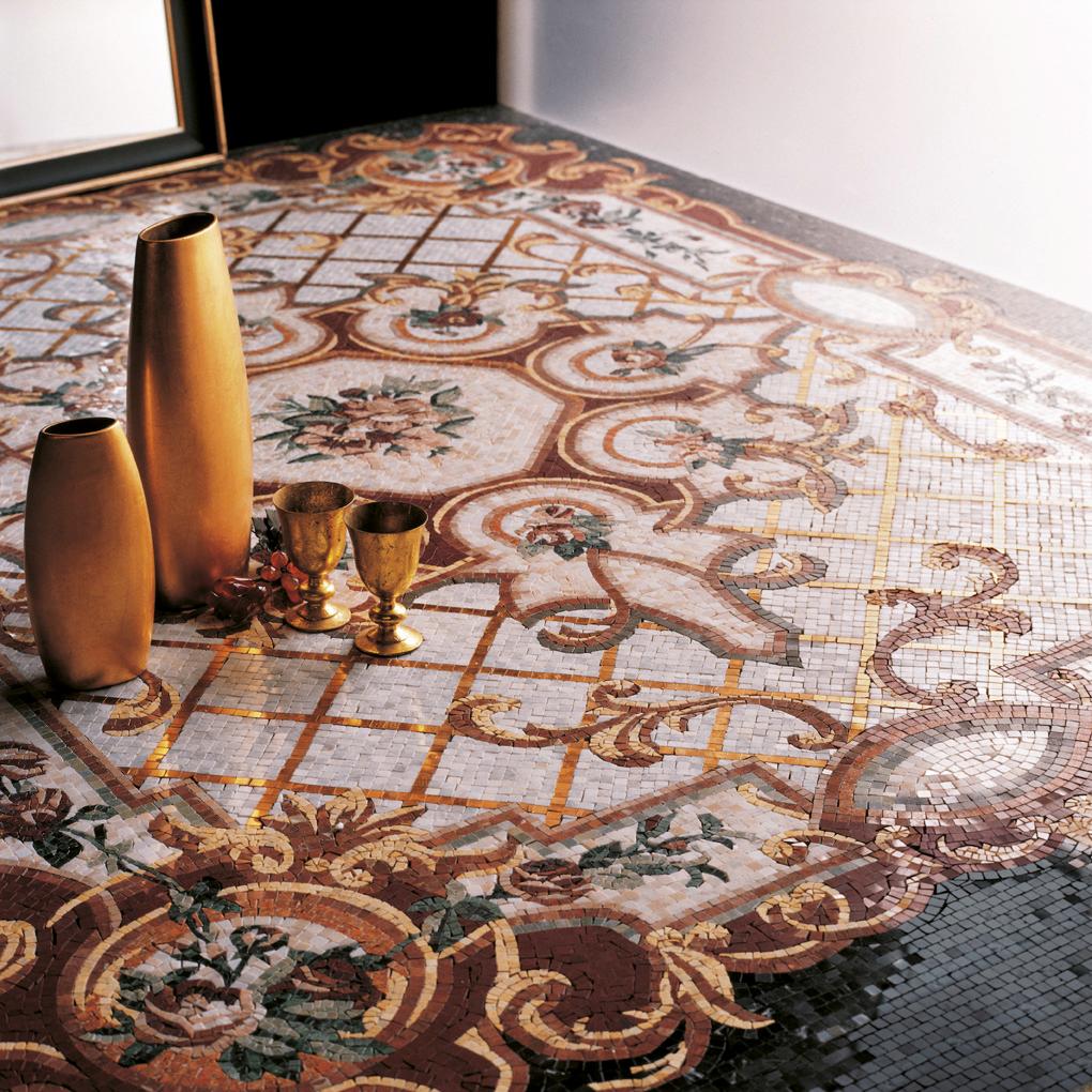 Handgefertigter handgefertigter Kunstmarmor-Mosaik-Teppich, Abmessungen und Farben anpassbar (Italienisch) im Angebot