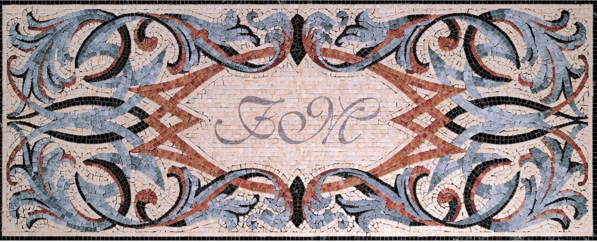 italien Tapis en mosaïque de marbre artistique fait à la main Dimensions et couleurs personnalisables en vente